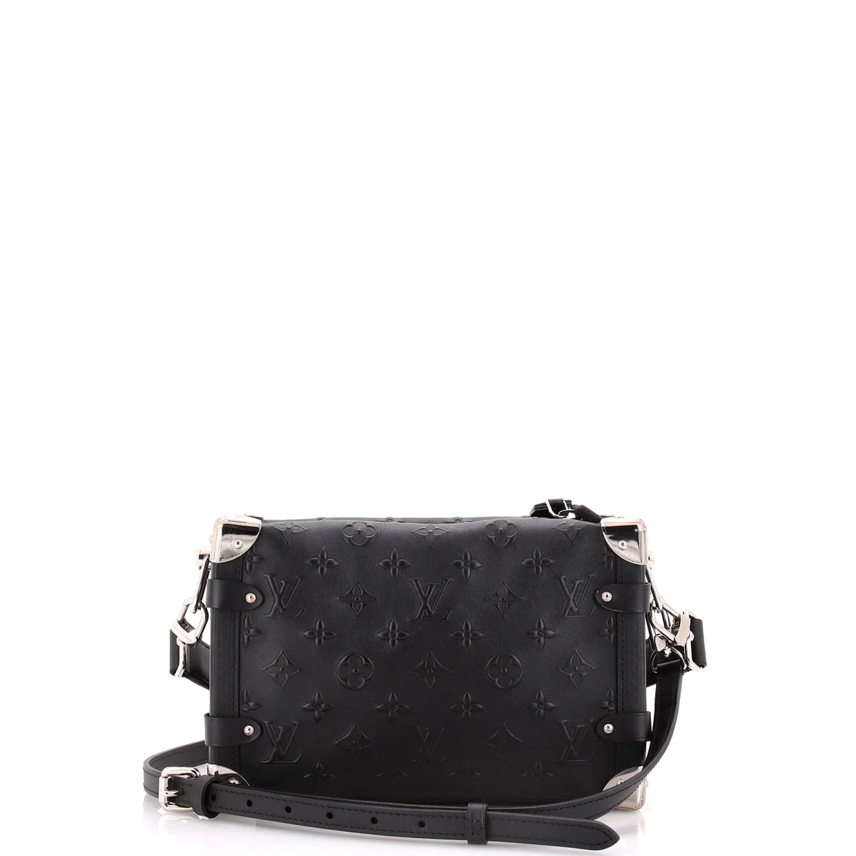 Side Trunk Handbag Debossed Monogram Leather MM - Deep Luxury