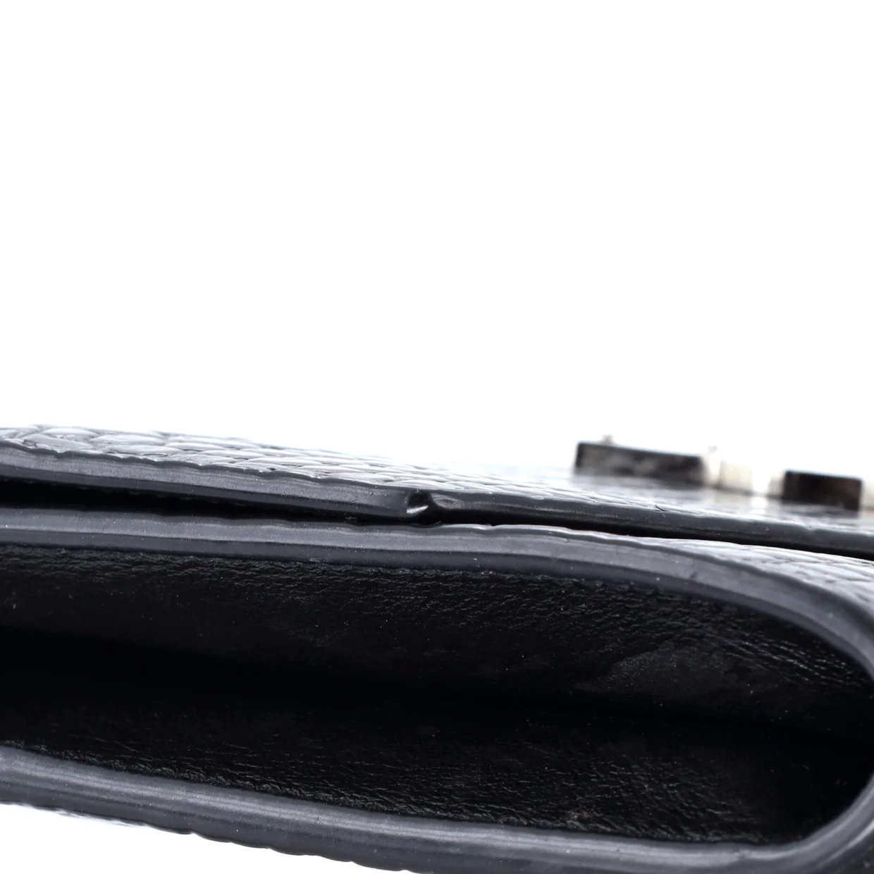 Uptown Chain Wallet Crocodile Embossed Leather - Deep Luxury