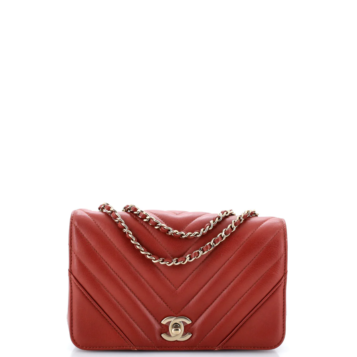 Statement Flap Bag Chevron Calfskin Mini - Deep Luxury