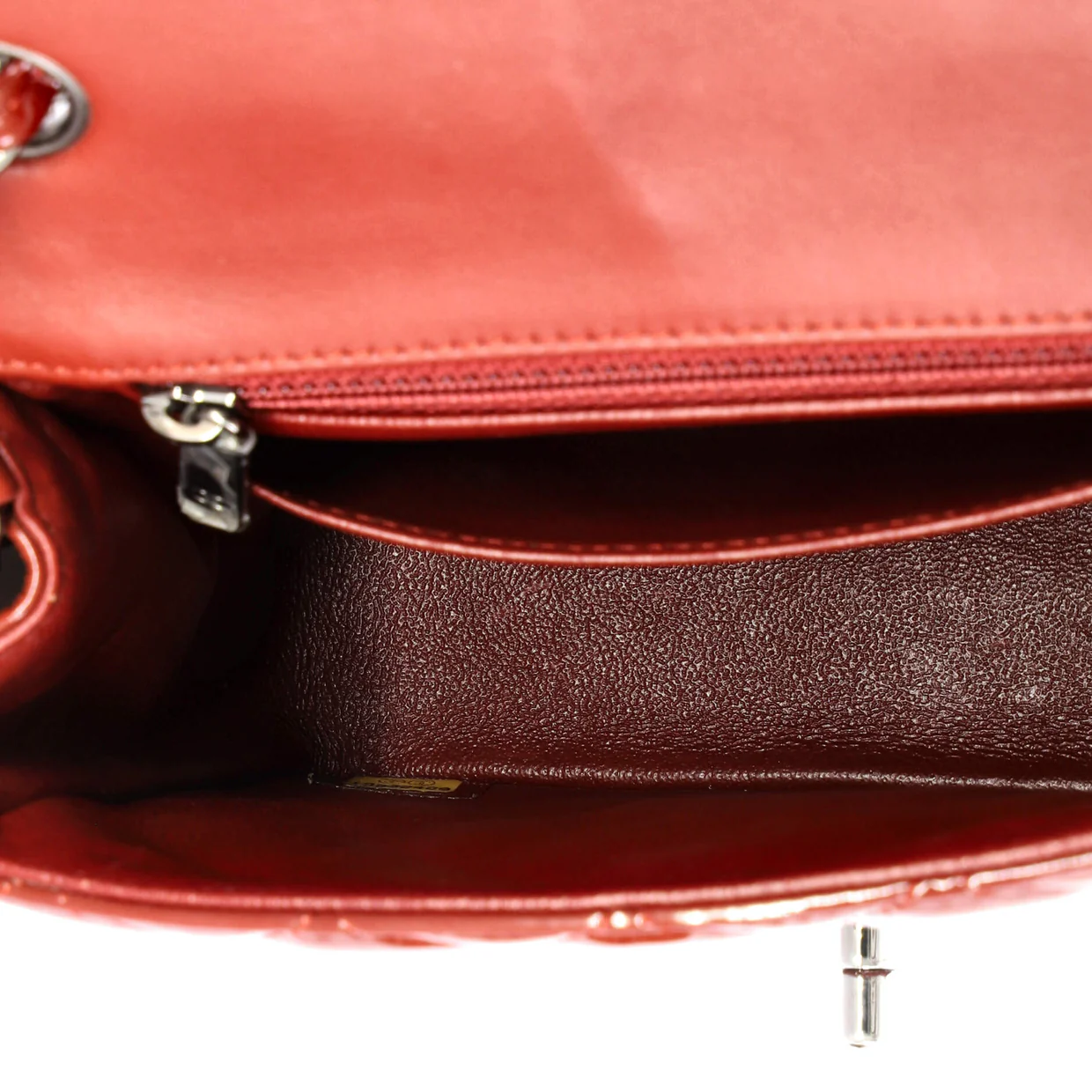 Square Classic Single Flap Bag Quilted Patent Mini - Deep Luxury