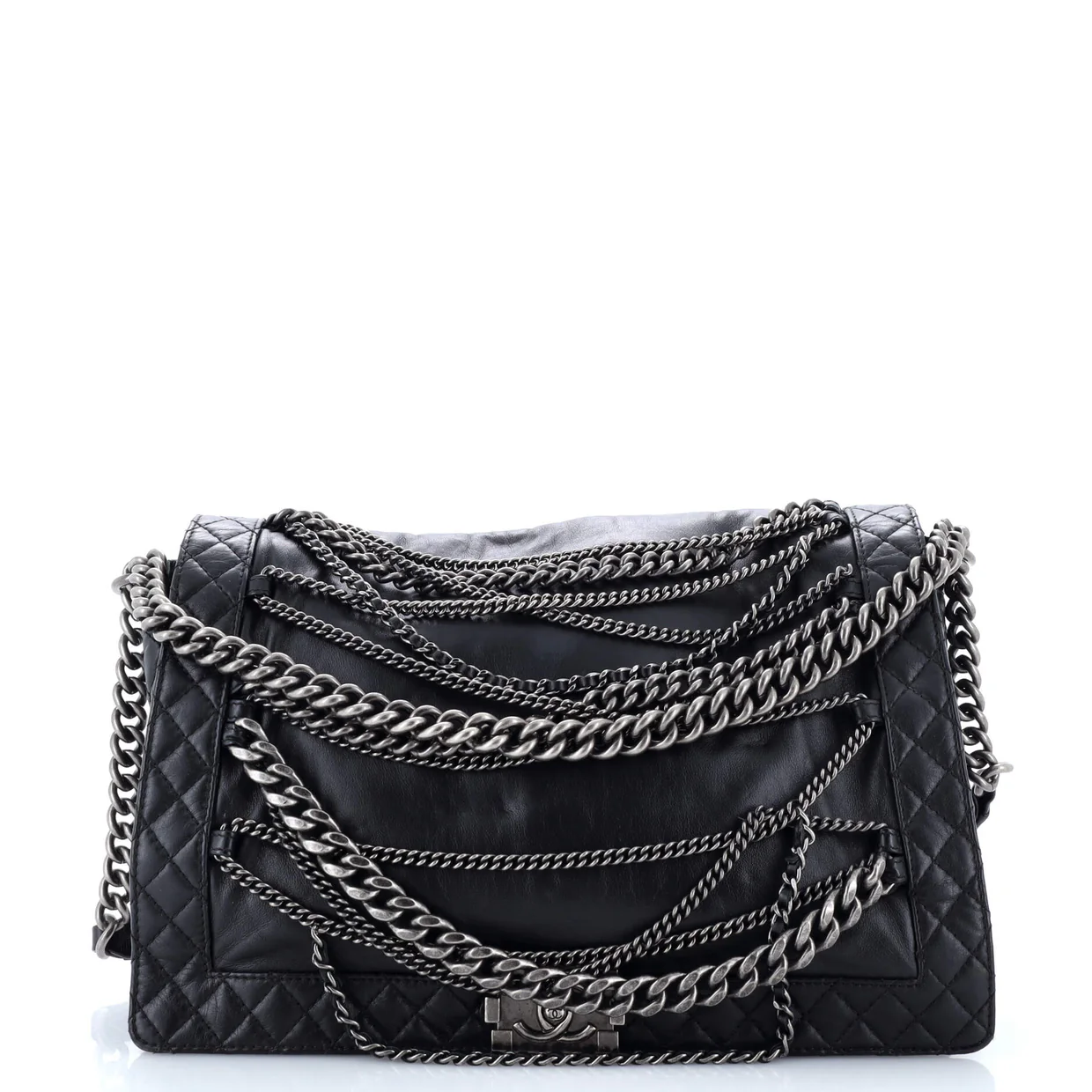 Boy Flap Bag Enchained Lambskin XL - Deep Luxury