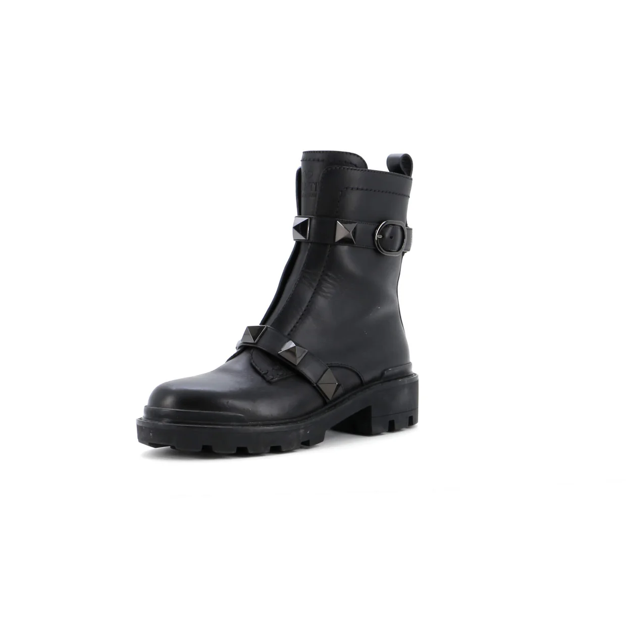 Women's Roman Stud Combat Ankle Boots Leather - Deep Luxury