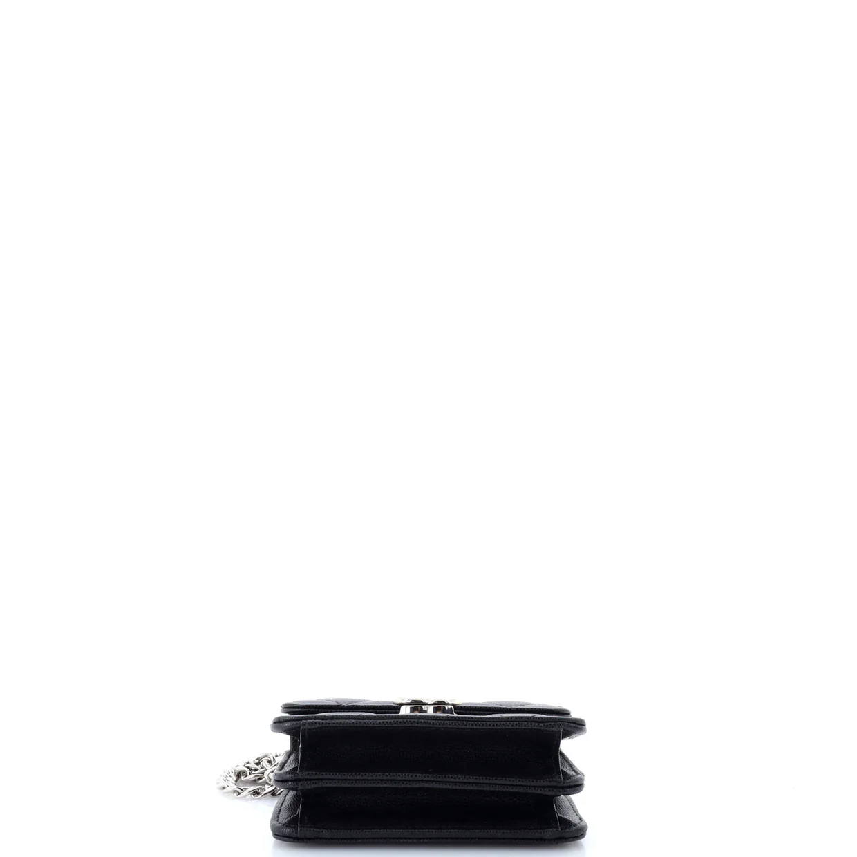 Coco Enamel Top Handle Flap Clutch with Chain Quilted Caviar - Deep Luxury