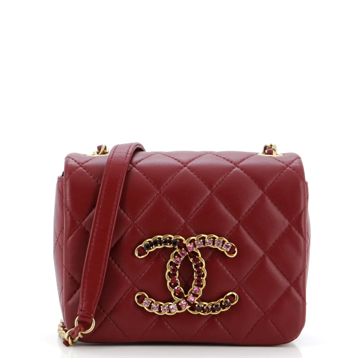 Crystal CC Full Flap Bag Quilted Lambskin Mini - Deep Luxury