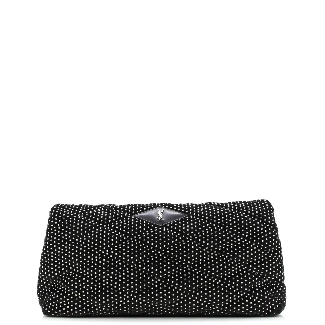 Sade Puffer Envelope Clutch Crystal Embellished Velvet Large - Deep Luxury