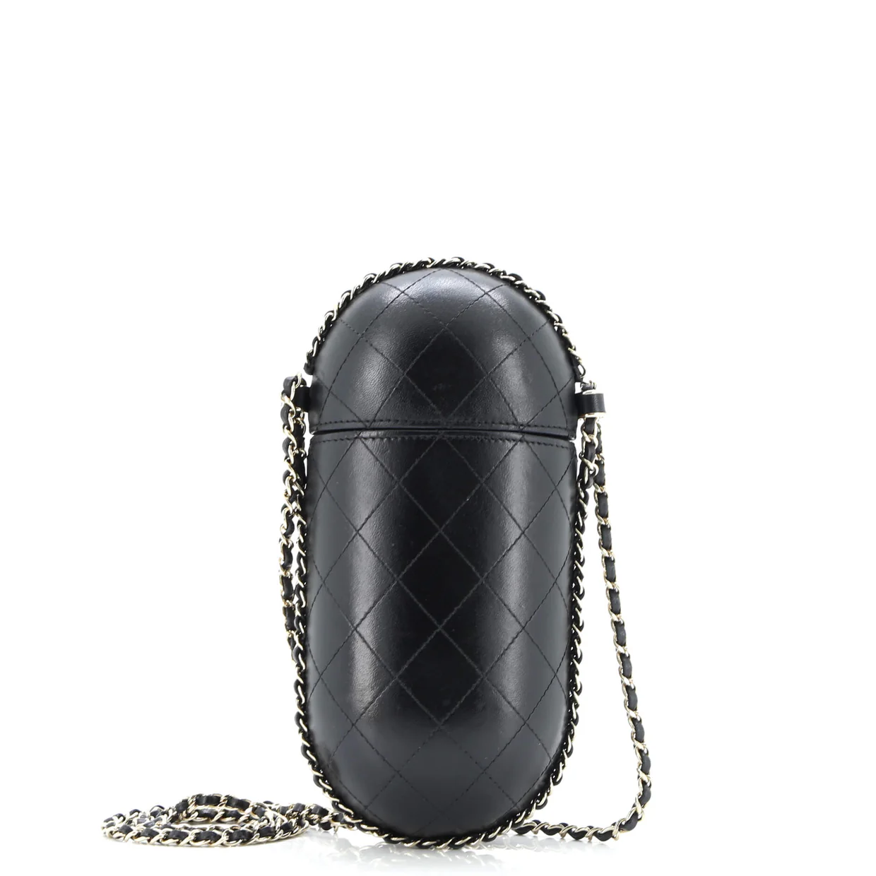 Chain Around Phone Holder Box Crossbody Quilted Lambskin - Deep Luxury