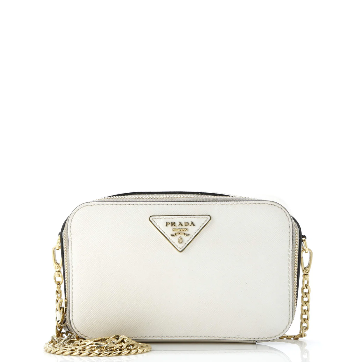 Double Zip Wallet on Chain Crossbody Saffiano Leather Mini - Deep Luxury