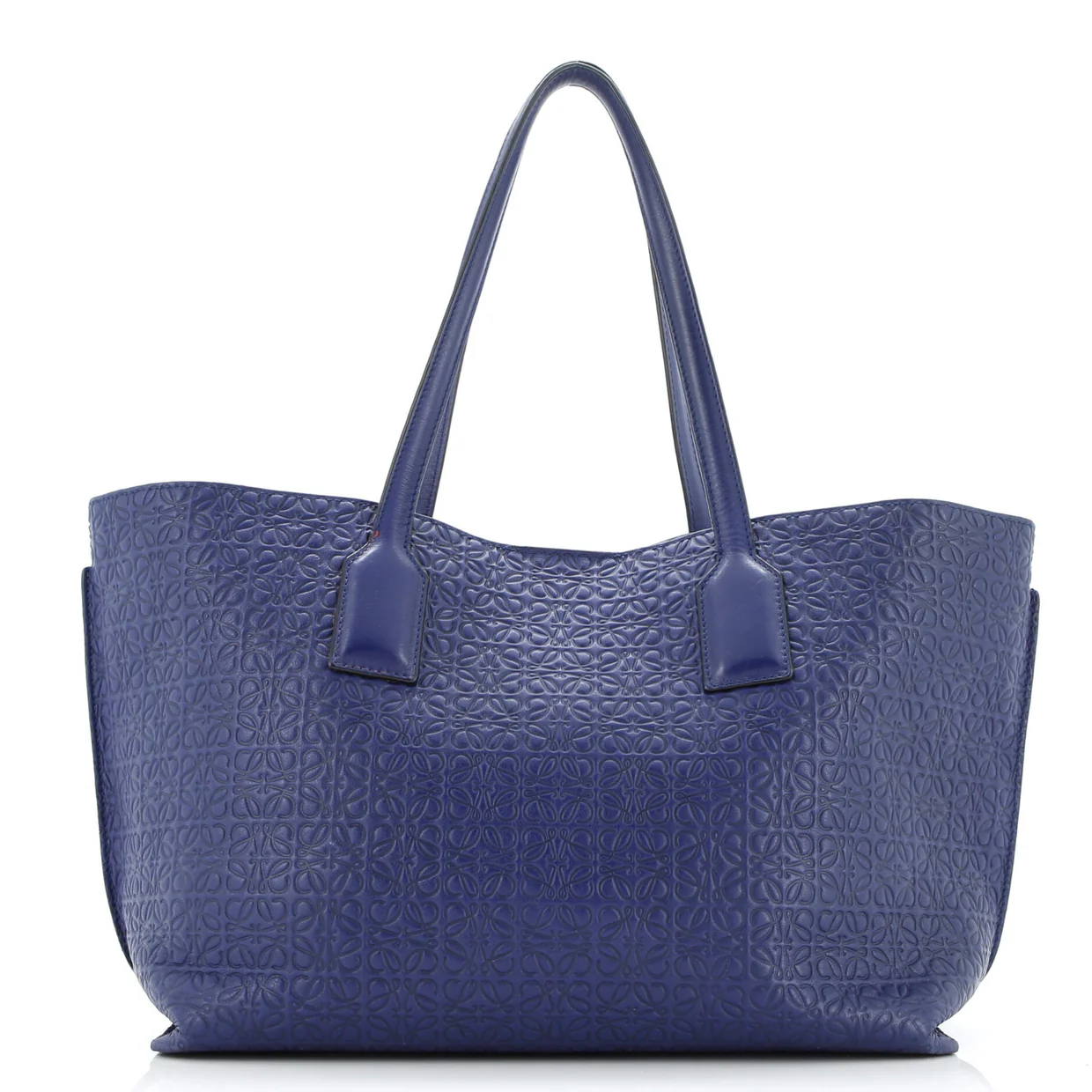 T Shopper Tote Anagram Embossed Leather - Deep Luxury