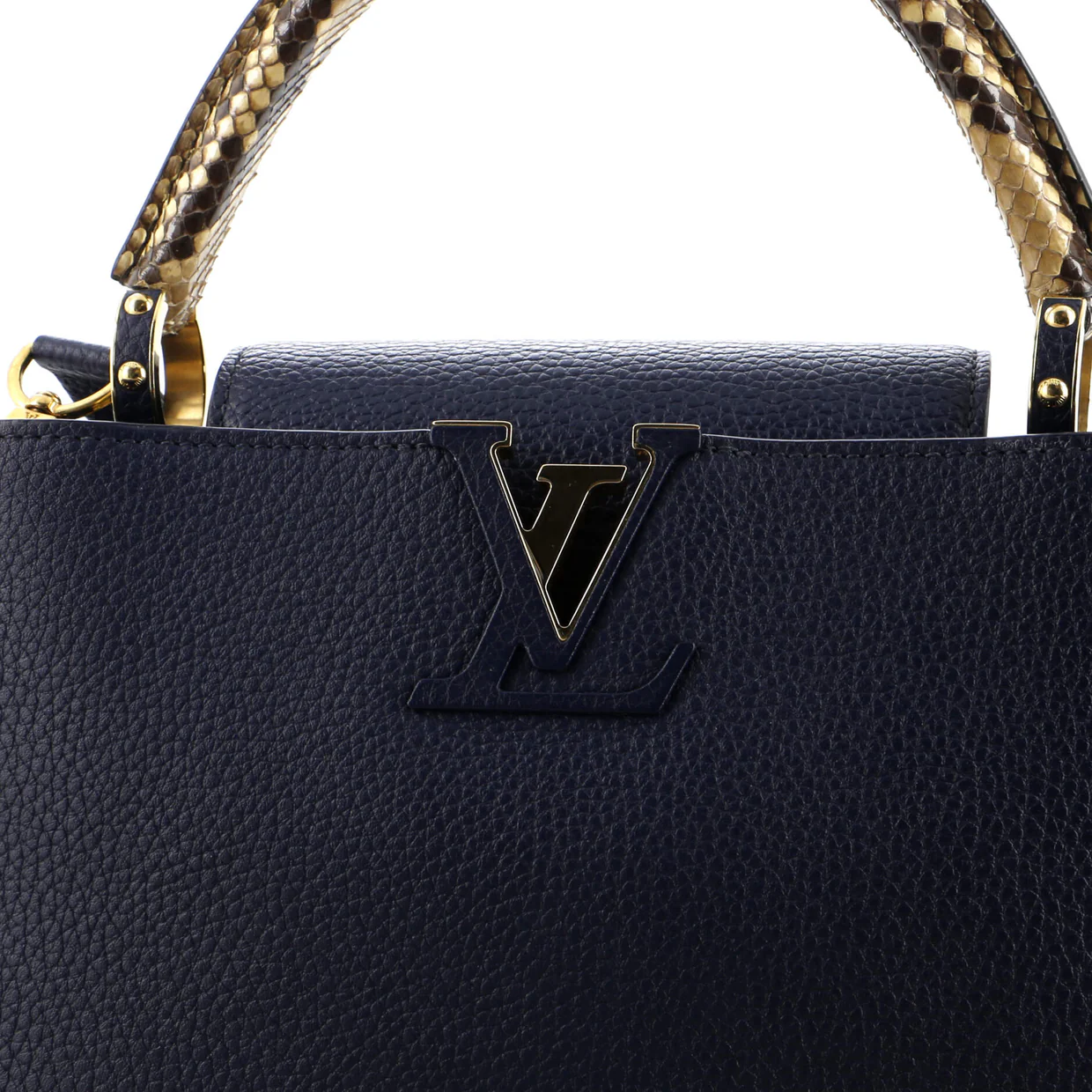 Capucines Bag Leather with Python PM - Deep Luxury