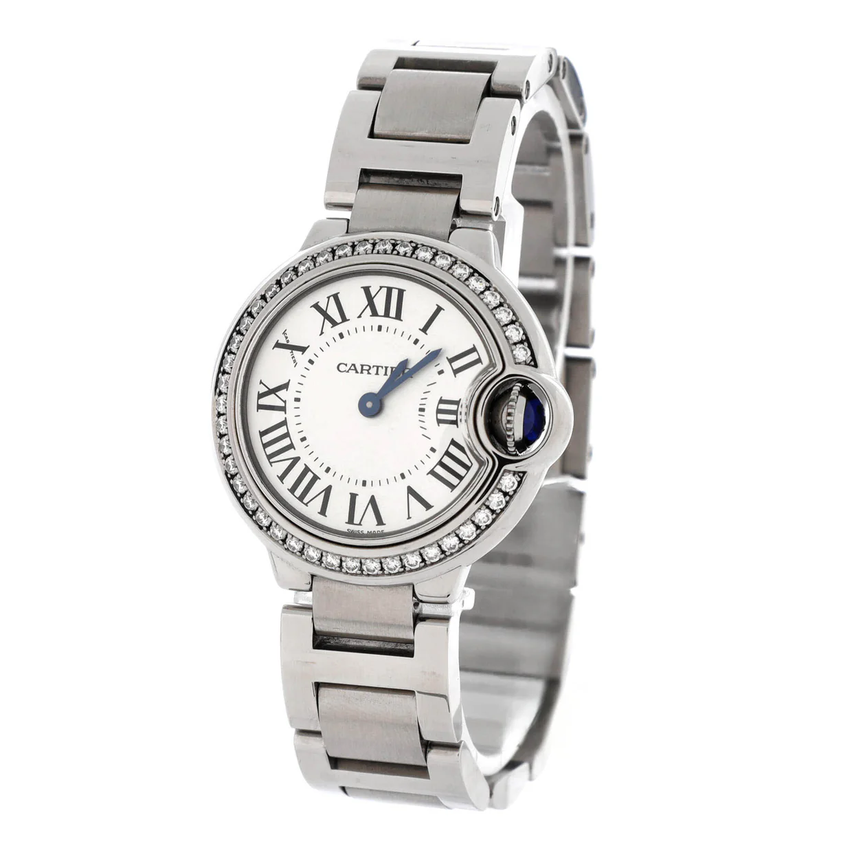 Ballon Bleu de Cartier Quartz Watch Stainless Steel with Diamond Bezel 28 - Deep Luxury