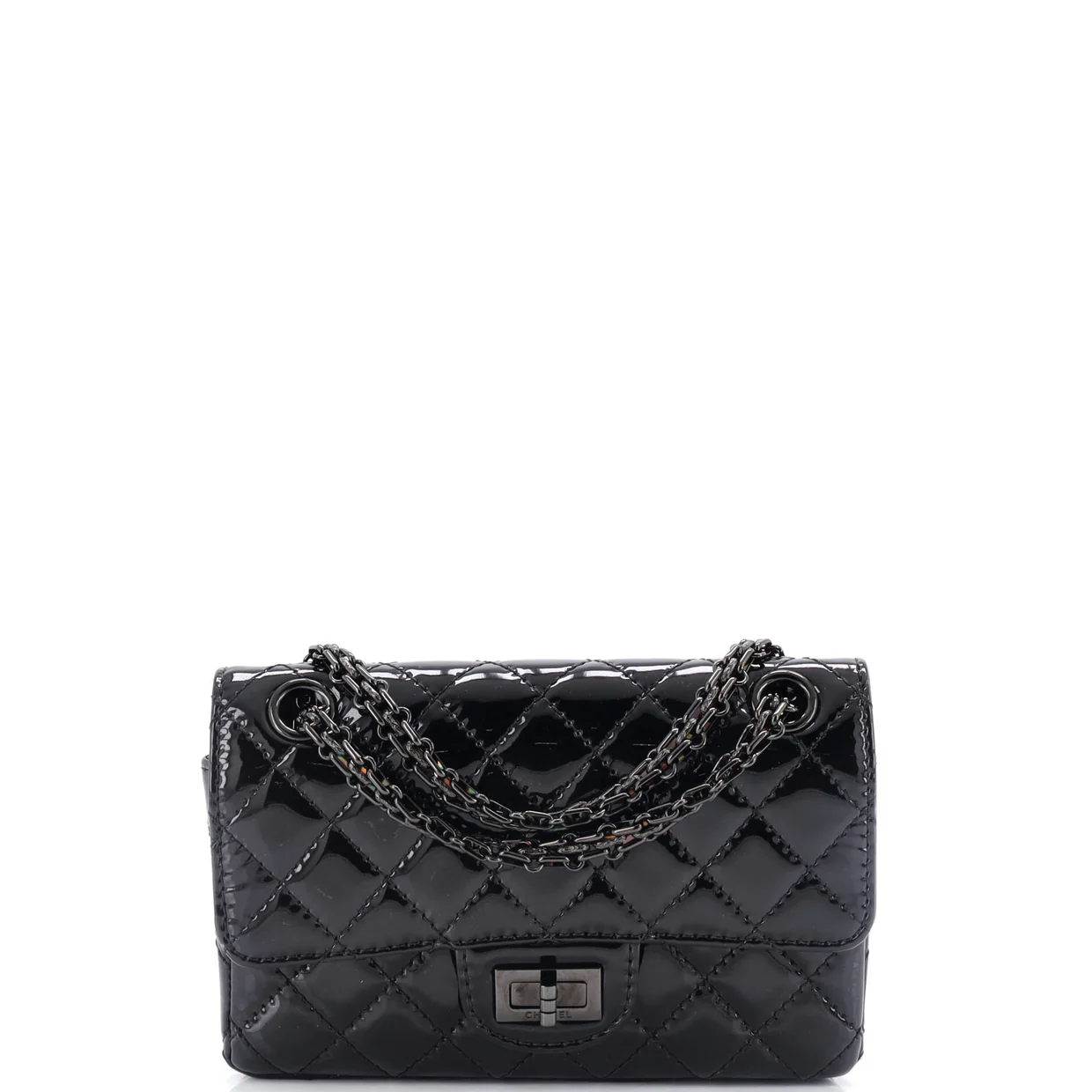 So Black Reissue 2.55 Flap Bag Quilted Patent Mini - Deep Luxury