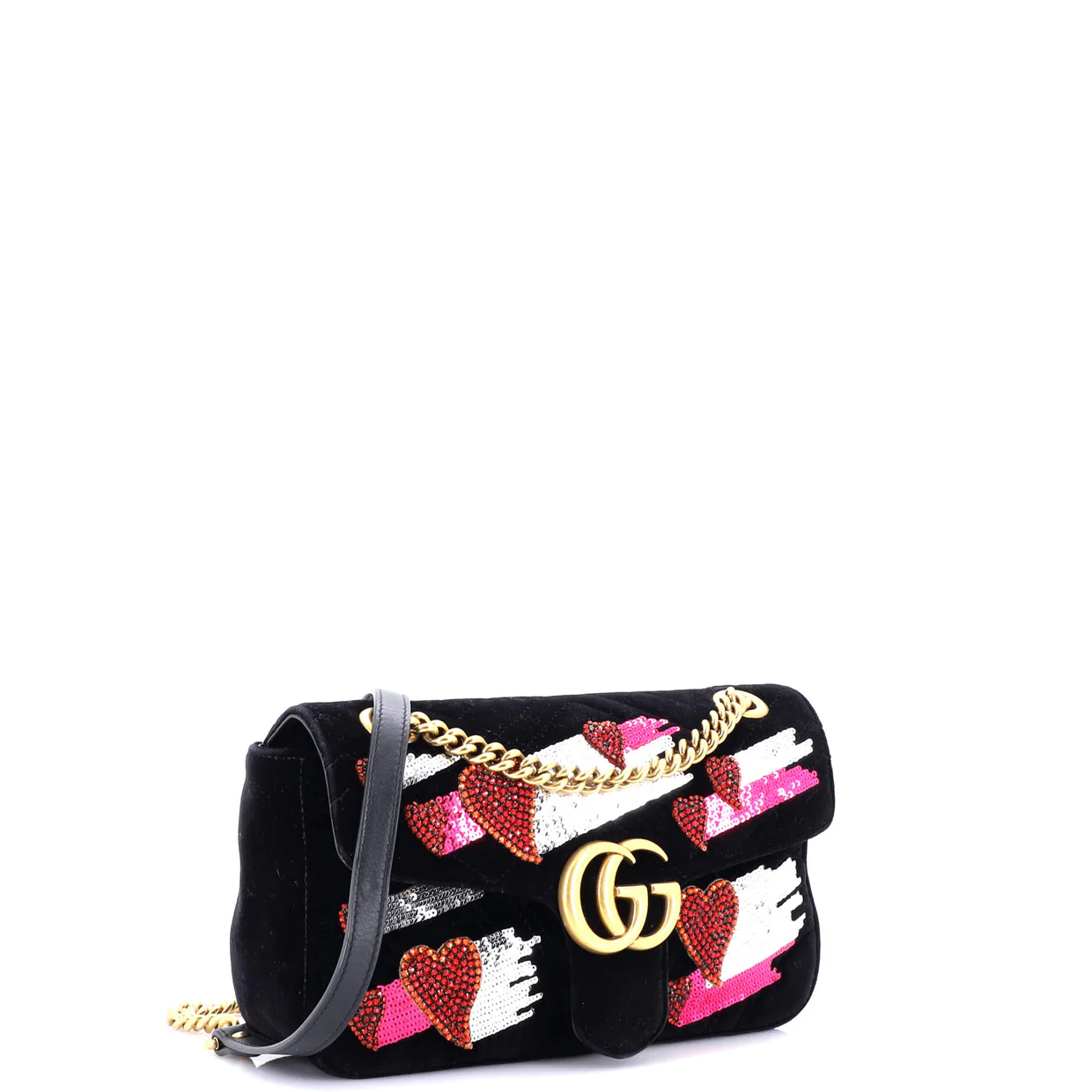 GG Marmont Flap Bag Crystal Embellished Matelasse Velvet Medium - Deep Luxury