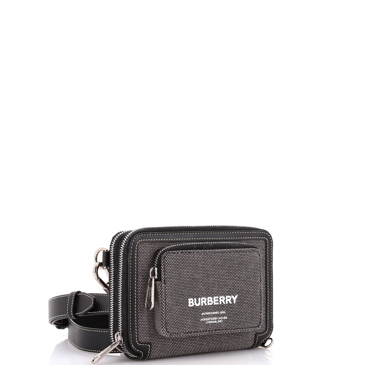 Logo Front Pocket Zip Around Crossbody Canvas with Leather - Deep Luxury