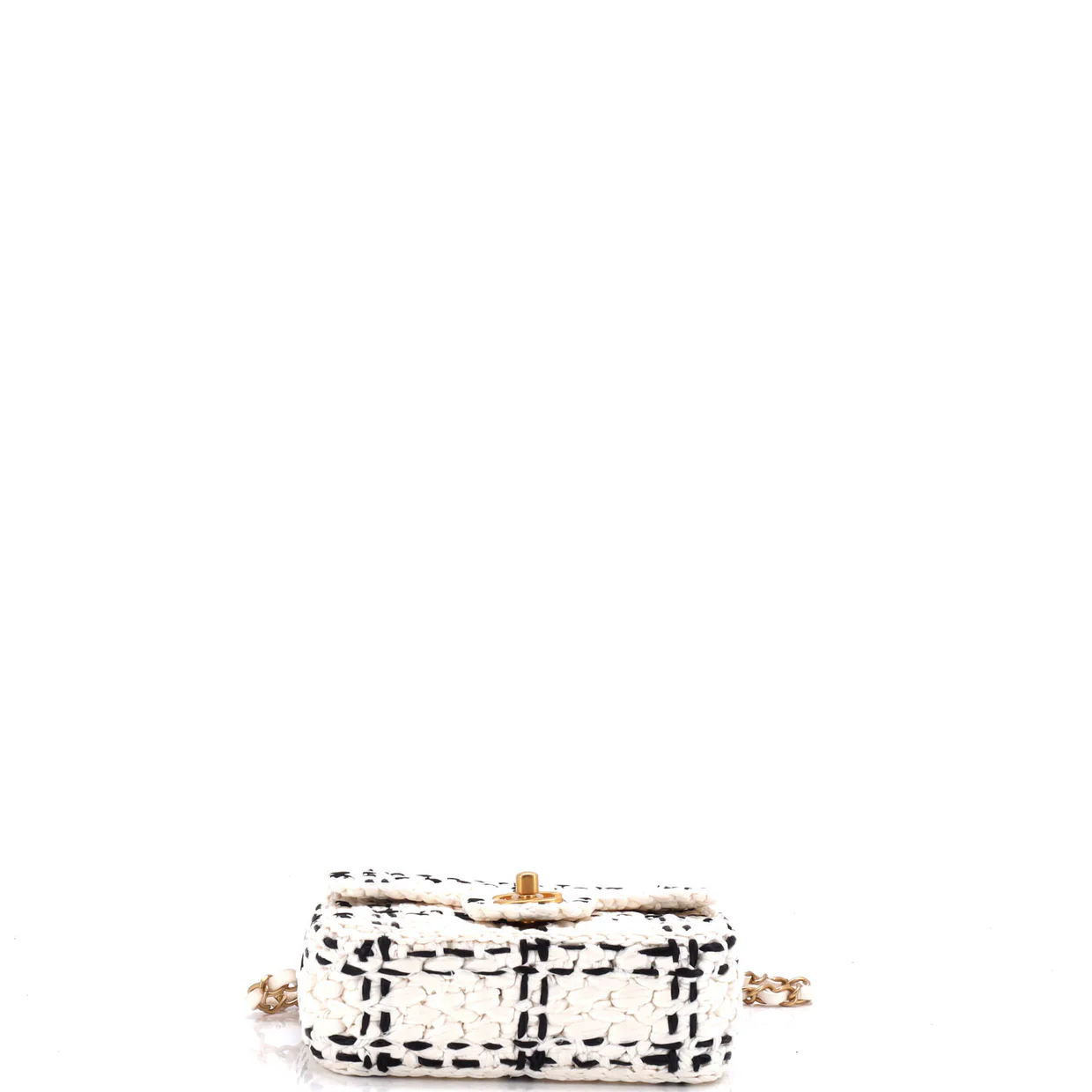 CC Chain Flap Bag Tweed Effect Braided Raffia Mini - Deep Luxury