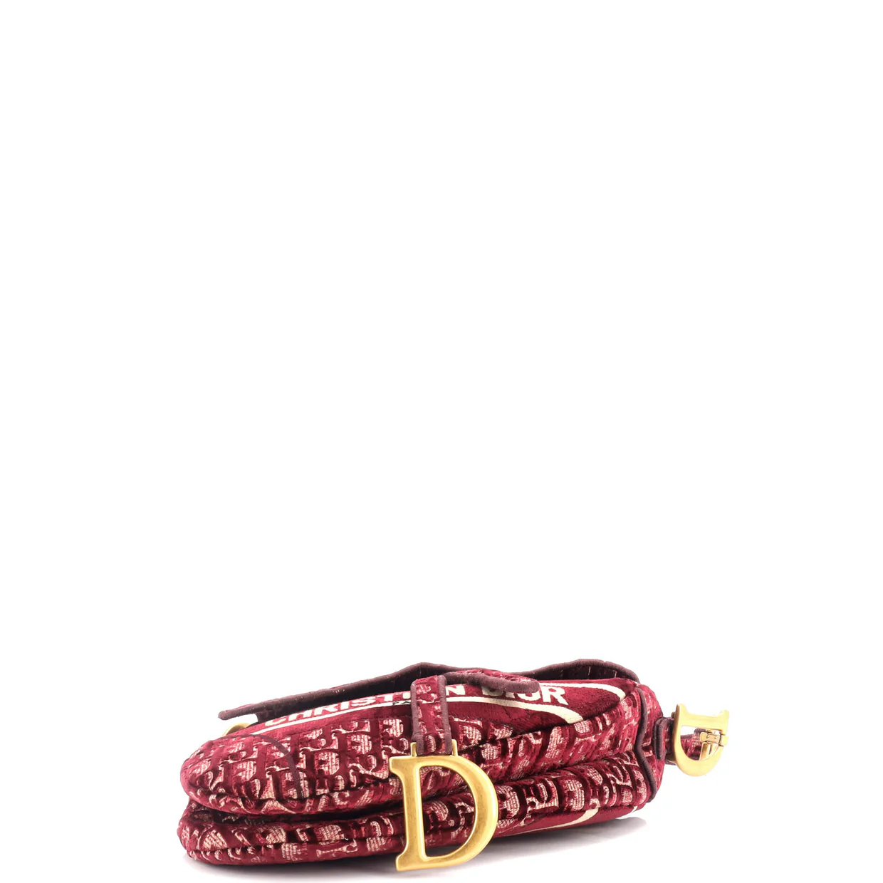 Saddle Handbag Logo Embroidered Oblique Velvet Medium - Deep Luxury