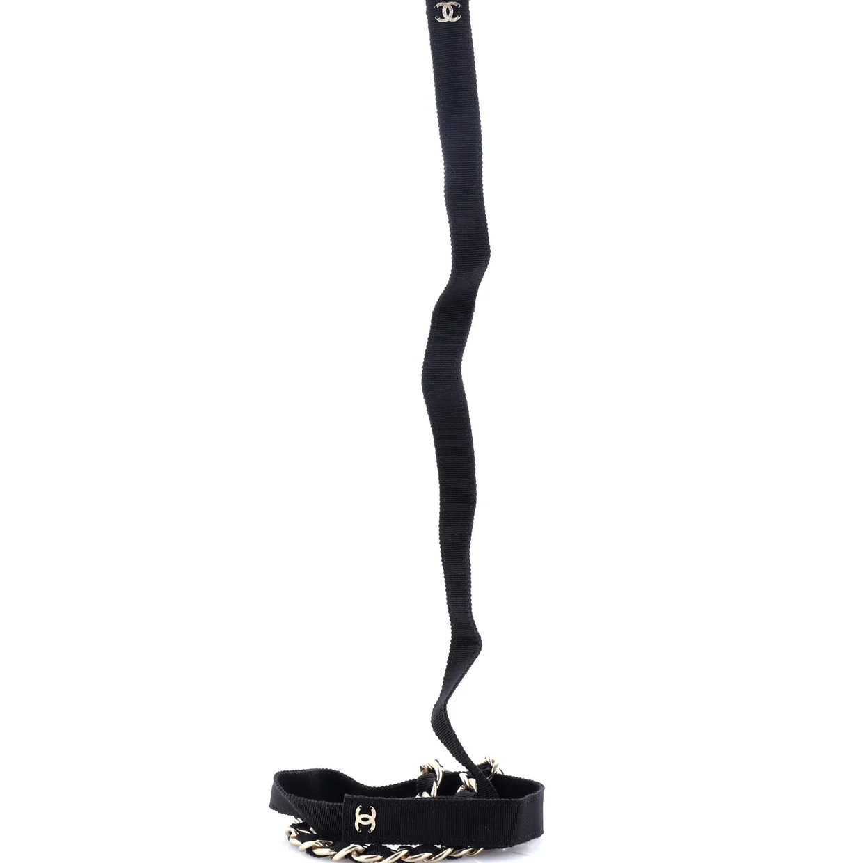 CC Bow Chain Belt Metal and Grosgrain 150 - Deep Luxury