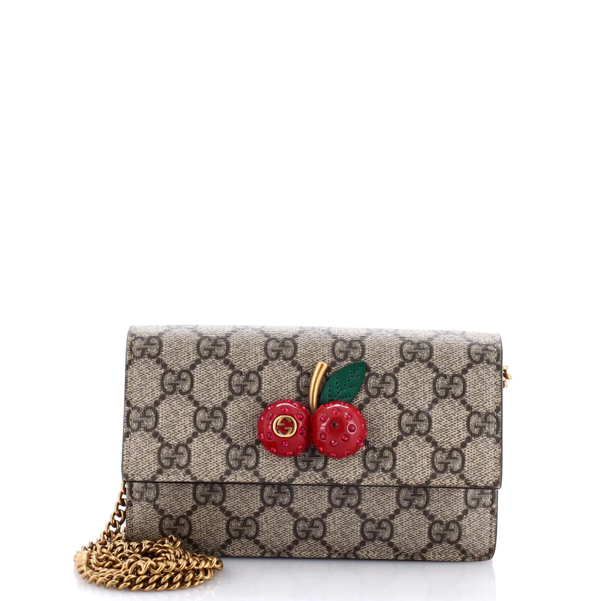 Cherries Wallet on Chain GG Coated Canvas Mini - Deep Luxury