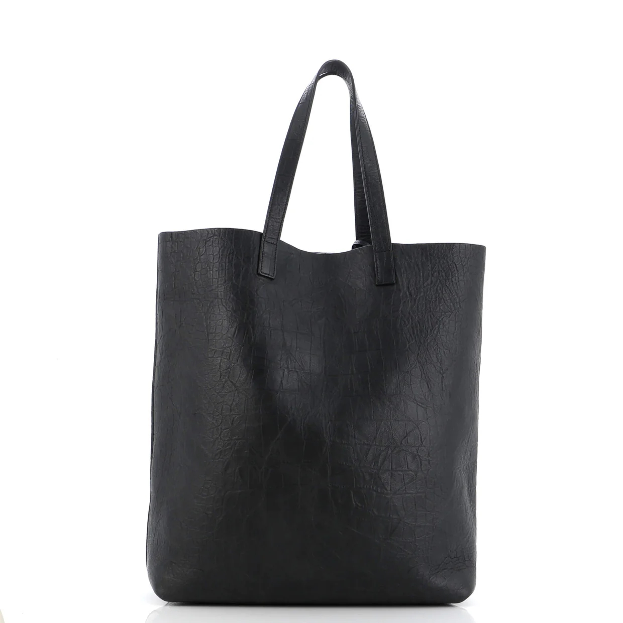 Shopper Tote Crocodile Embossed Leather Tall - Deep Luxury