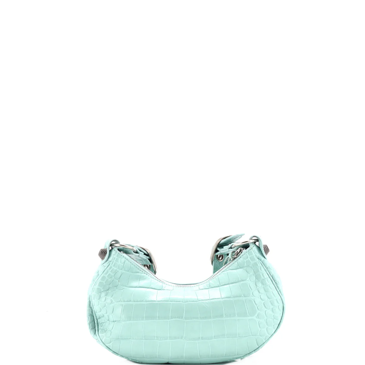 Le Cagole Giant Studs Shoulder Bag Crocodile Embossed Leather XS - Deep Luxury