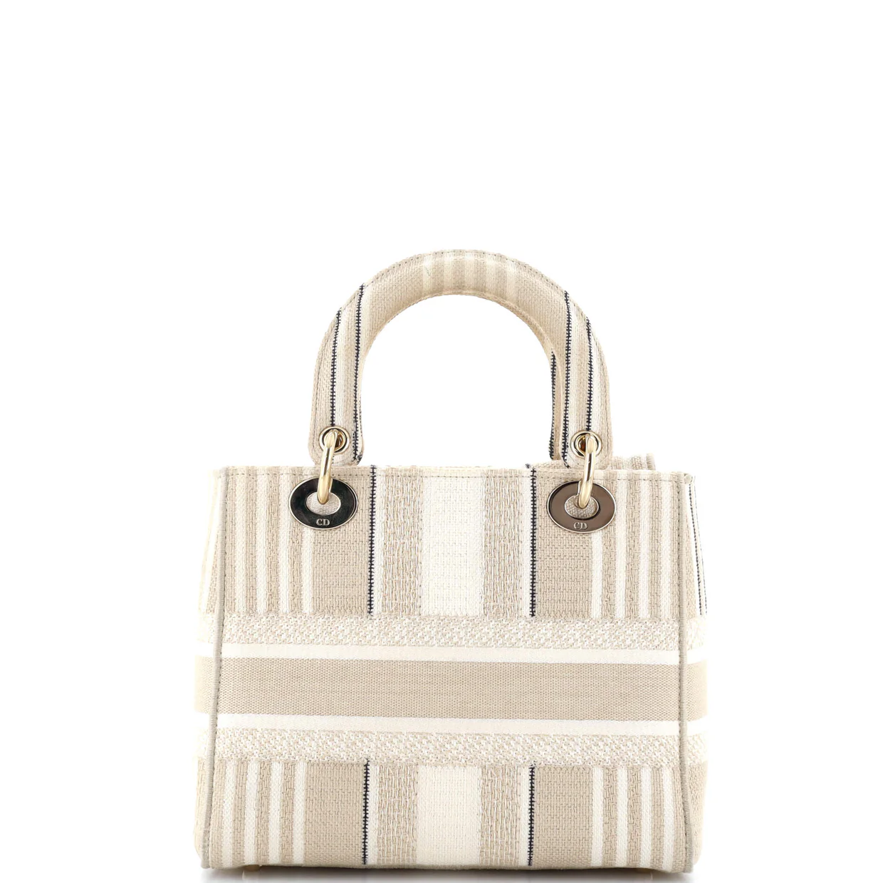 Lady D-Lite Bag Striped Canvas Medium - Deep Luxury