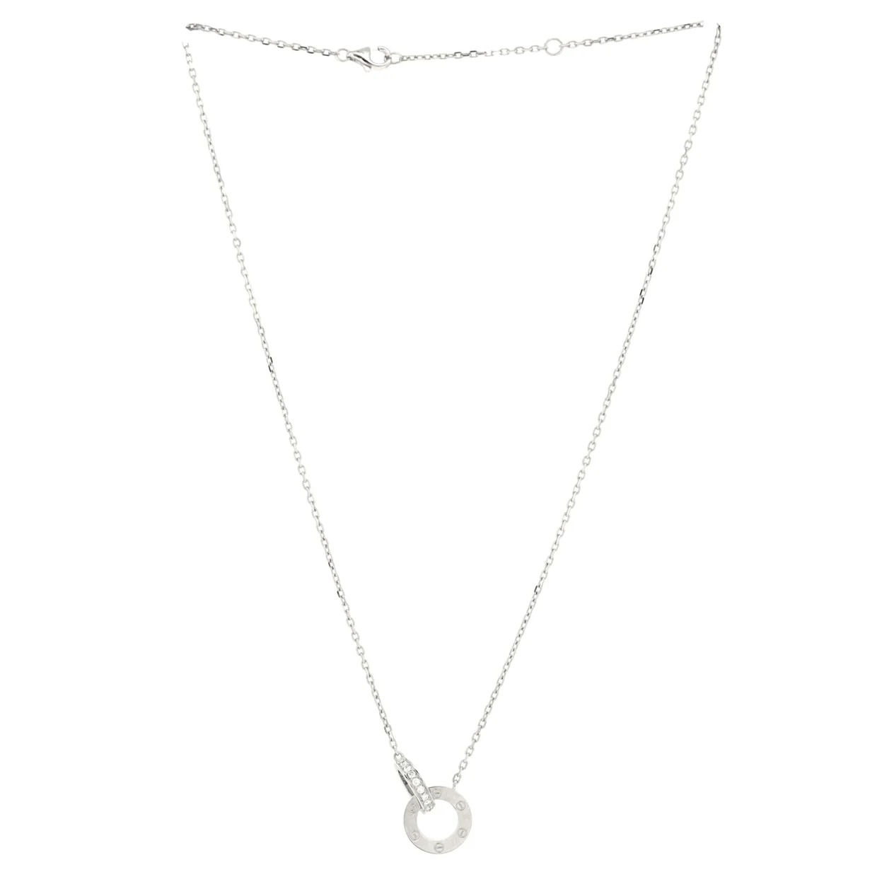 Love Interlocking Pave Necklace 18K White Gold and Diamonds - Deep Luxury
