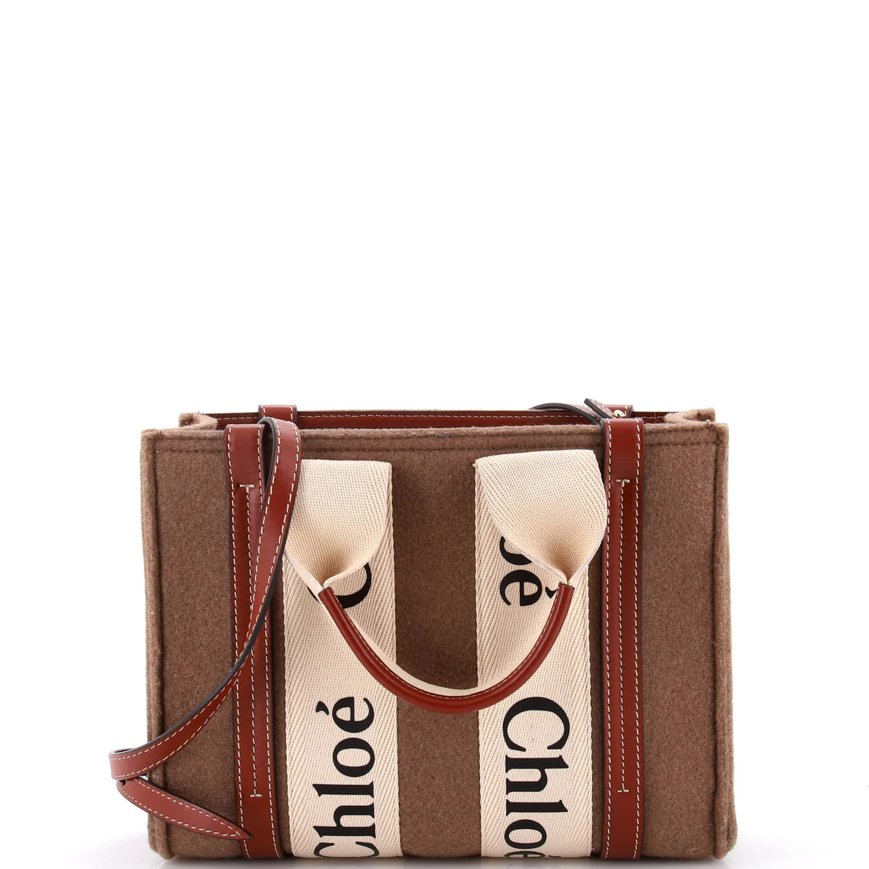 Woody Tote Recycled Felt with Leather and Canvas Small - Deep Luxury