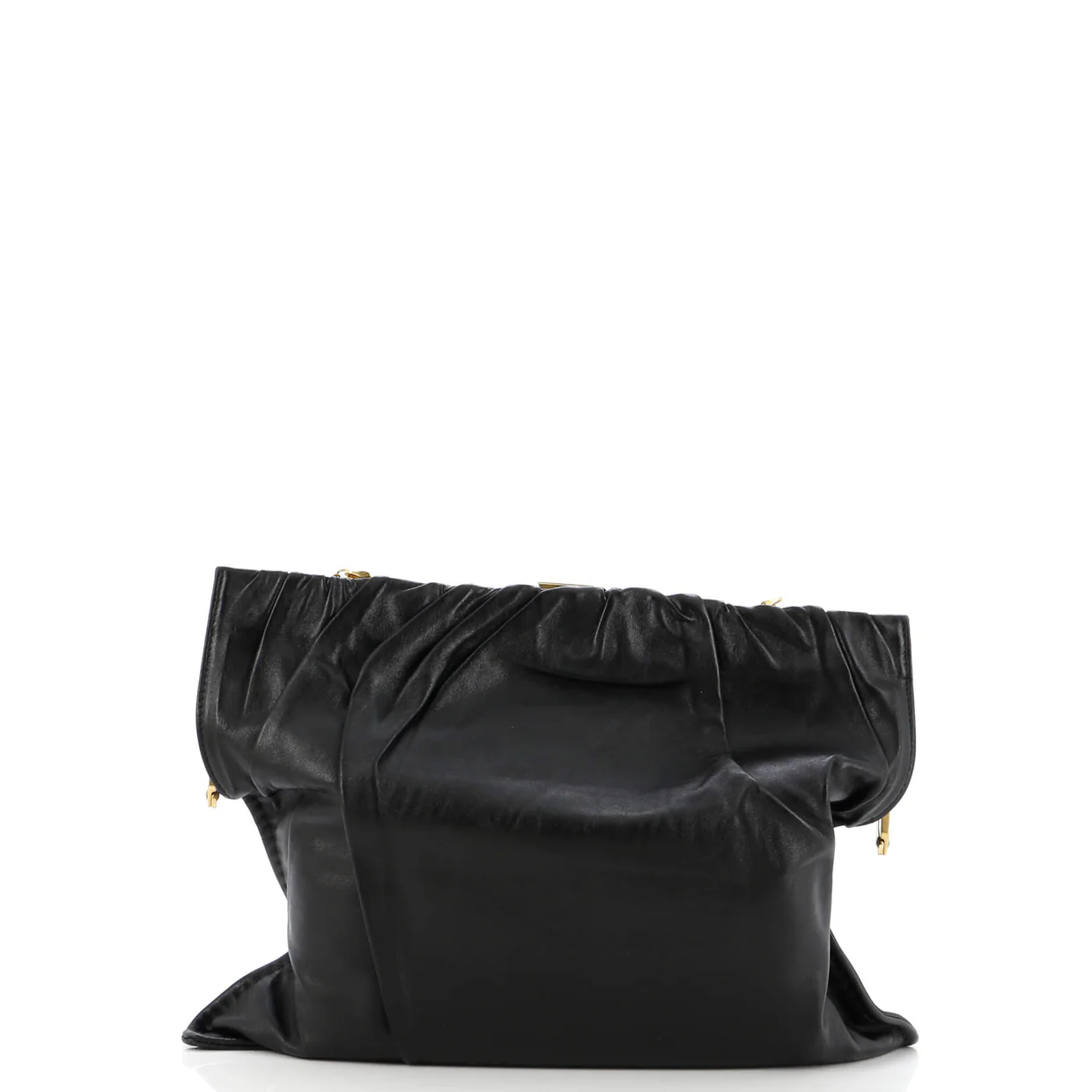 Clasp Ruched Flap Bag Leather Medium - Deep Luxury