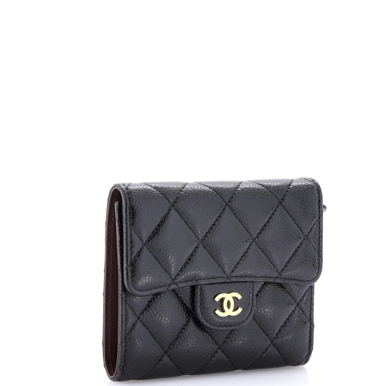 CC Compact Classic Flap Wallet Quilted Caviar - Deep Luxury