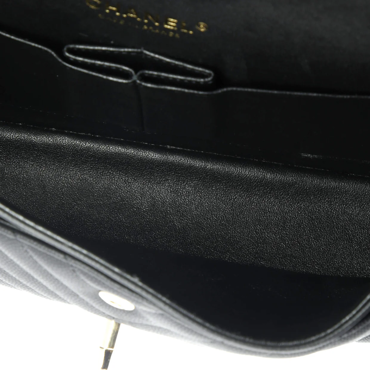 Classic Double Flap Bag Chevron Caviar Medium - Deep Luxury