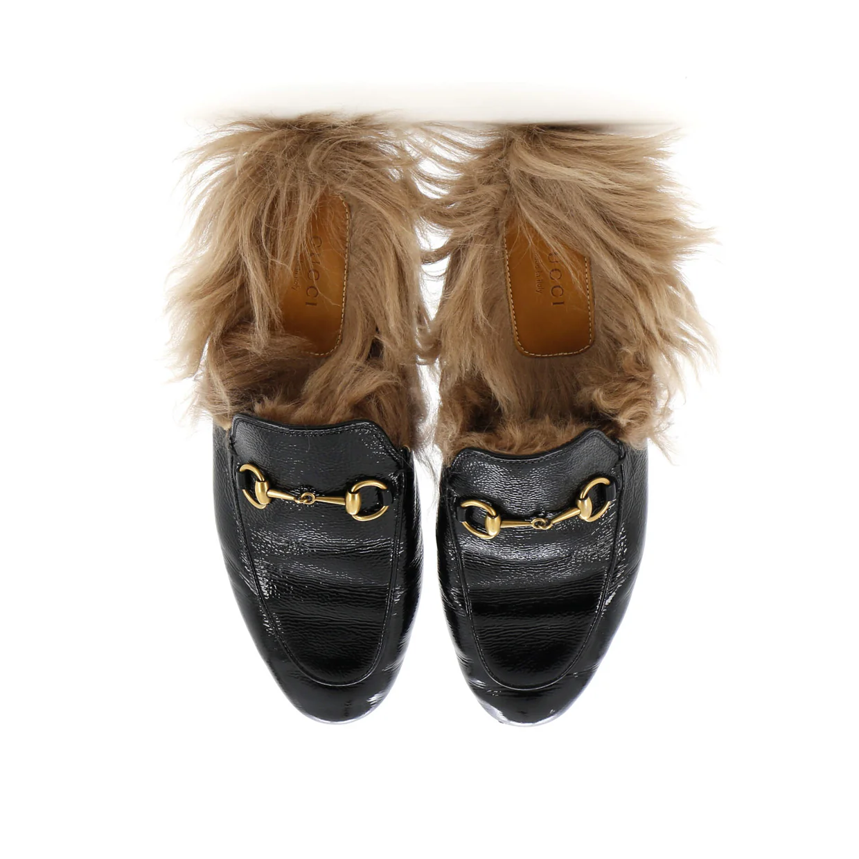 Women's Princetown Mules Patent with Fur - Deep Luxury