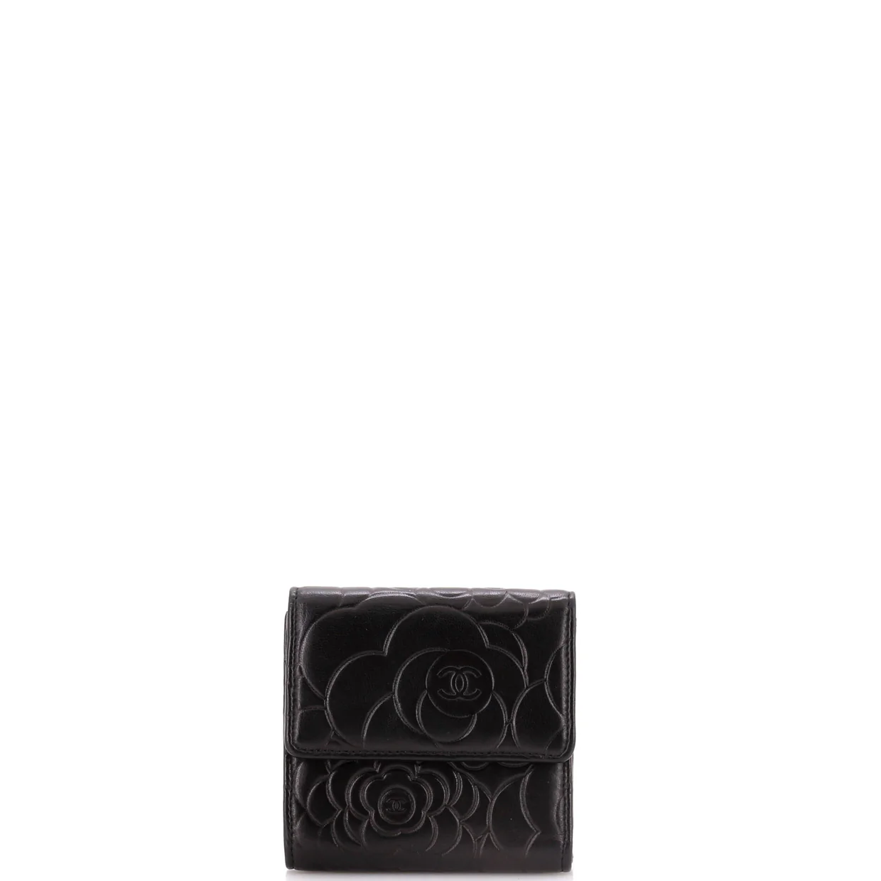 Trifold Wallet Camellia Lambskin Compact - Deep Luxury