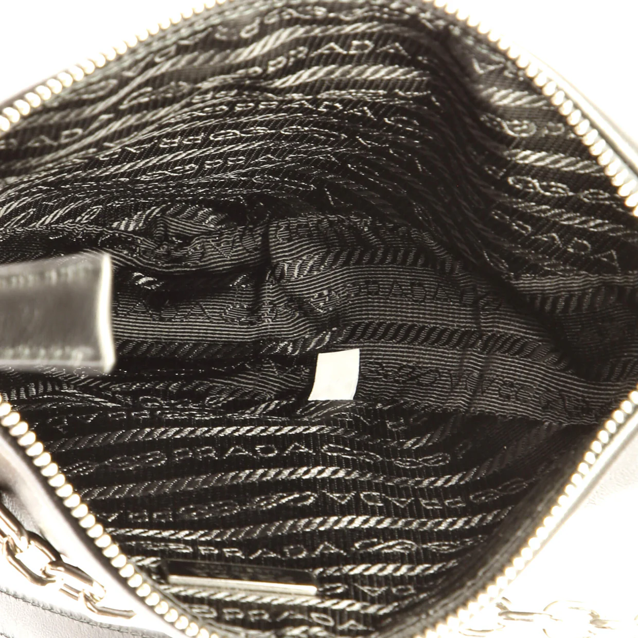 Triangle Logo Zip Chain Crossbody Bag Embossed Leather Small - Deep Luxury