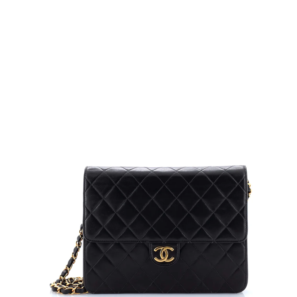 Vintage Clutch with Chain Quilted Leather Small - Deep Luxury