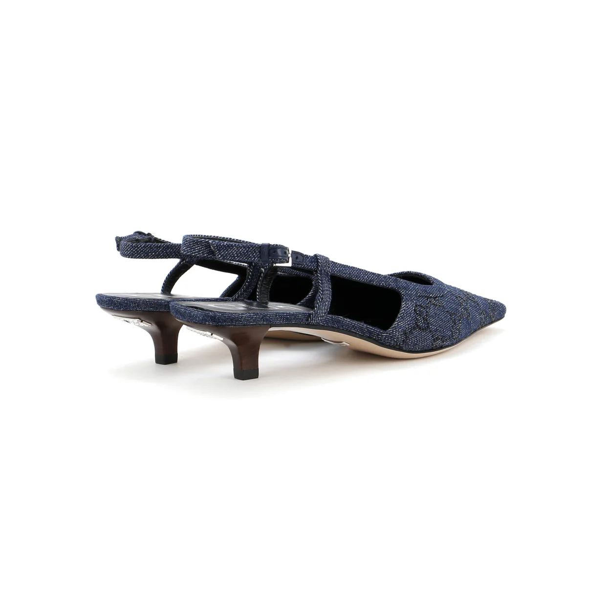 Women's Slingback Pumps Crystal GG Embellished Denim - Deep Luxury