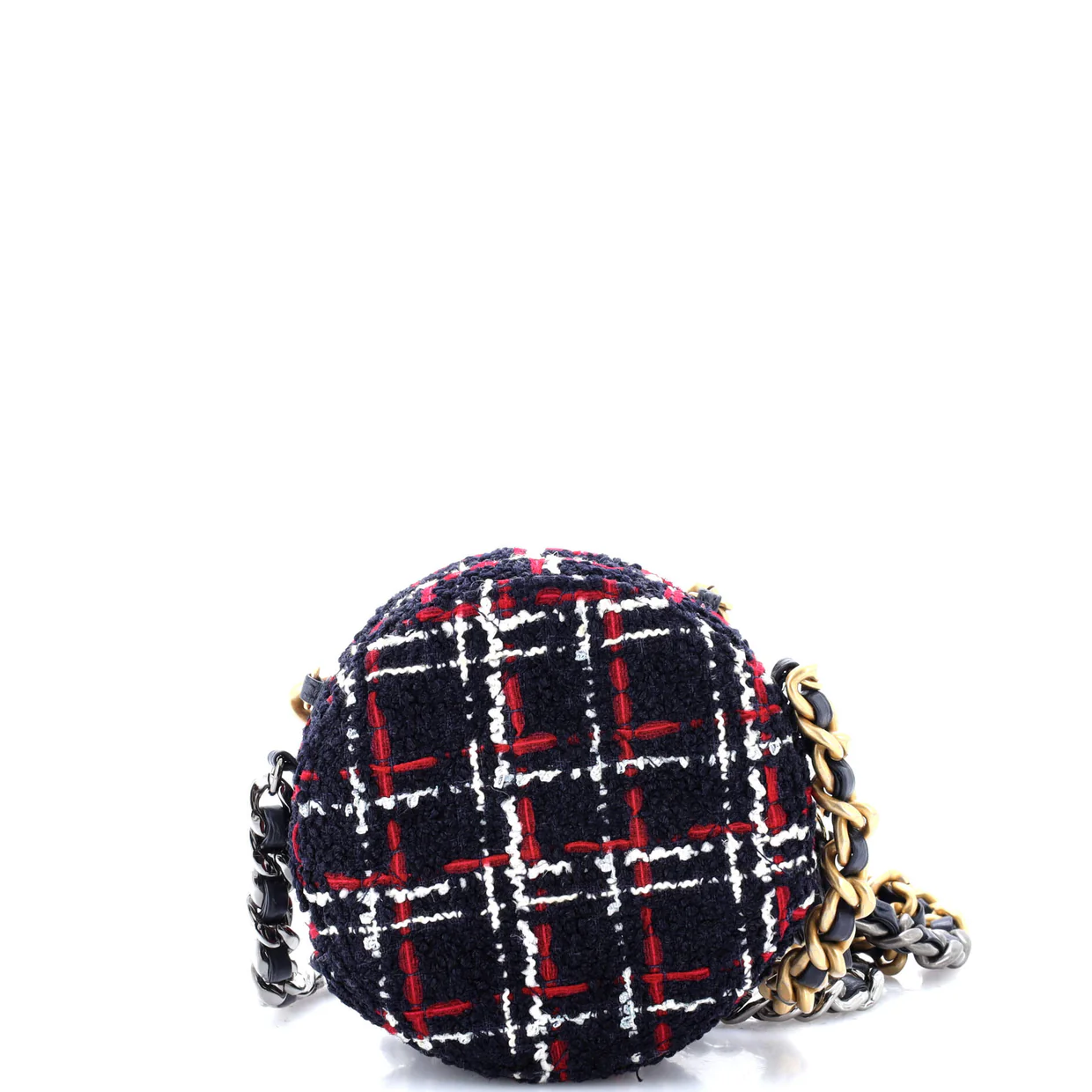 19 Round Clutch with Chain Quilted Tweed - Deep Luxury