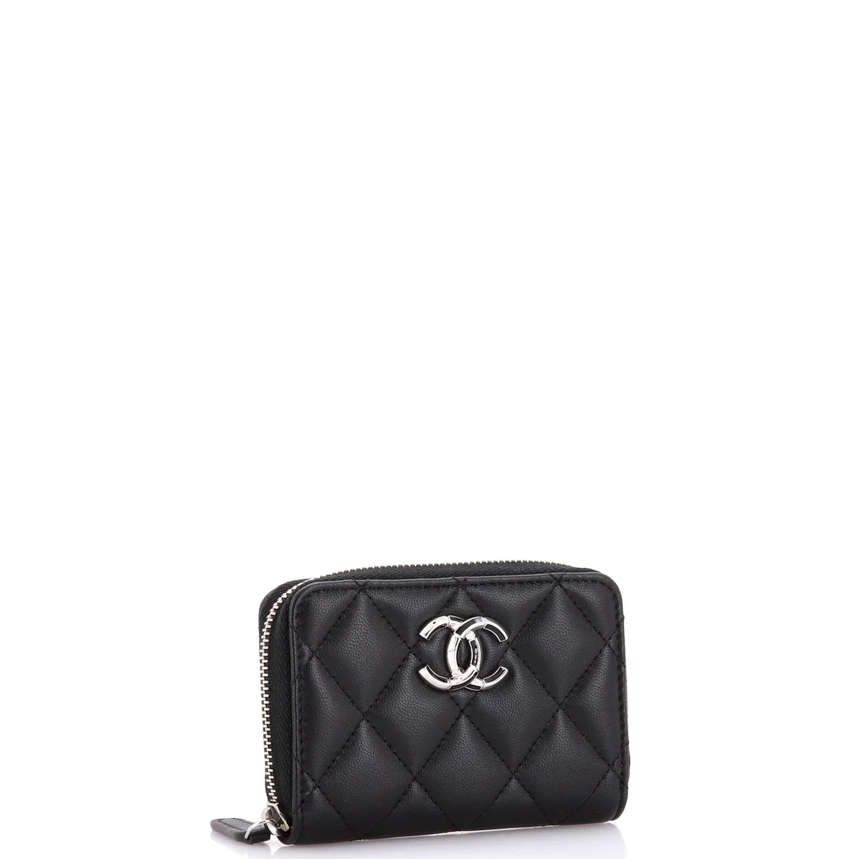 Textured CC Zip Coin Purse Quilted Lambskin Small - Deep Luxury