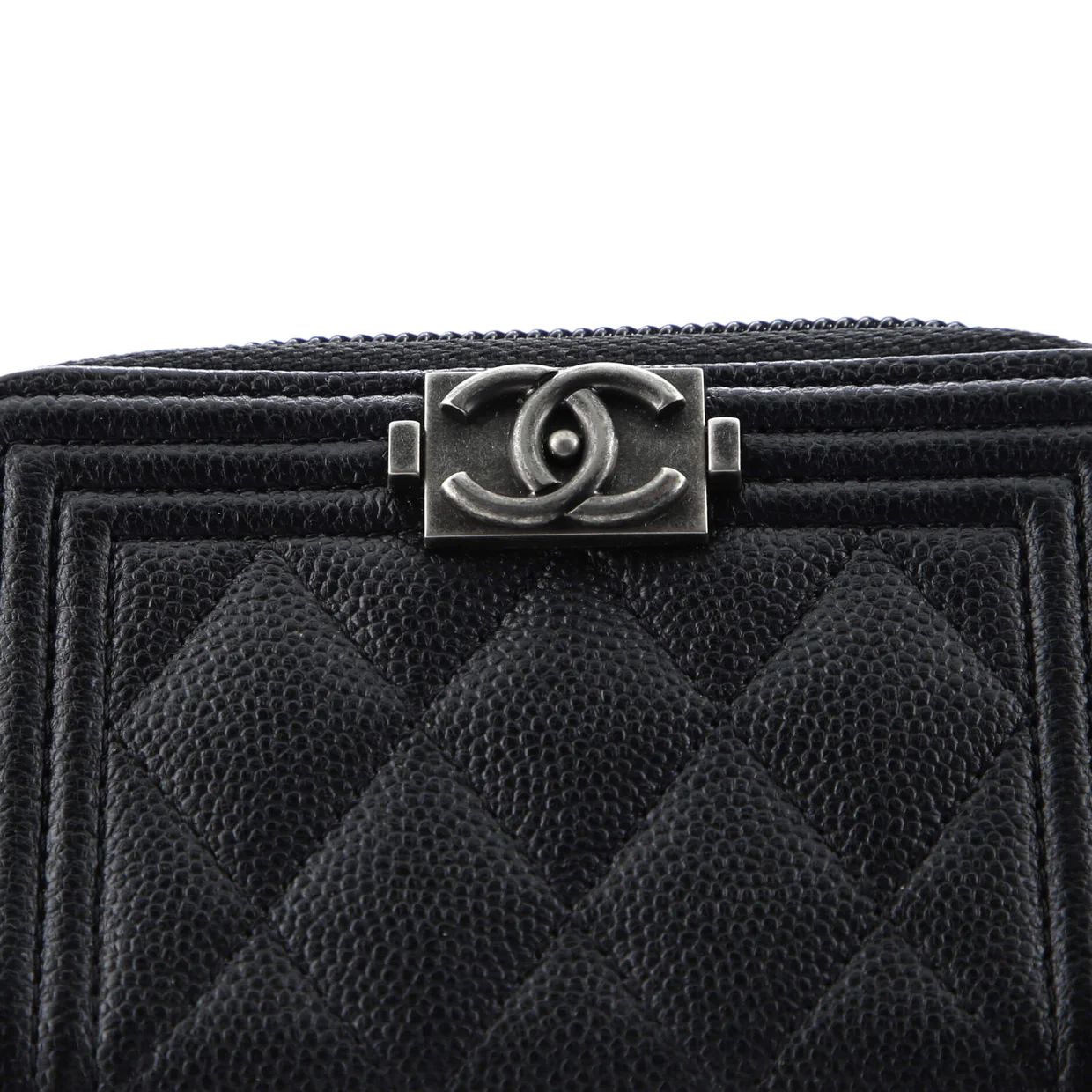Boy Zip Coin Purse Quilted Caviar Small - Deep Luxury