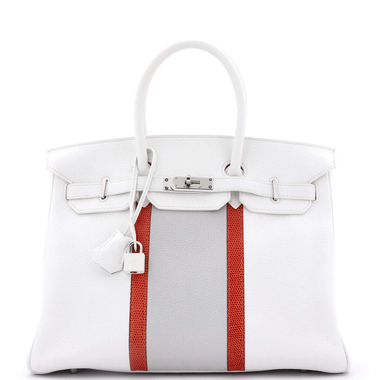 Club Birkin Bag White Clemence and Lizard with Palladium Hardware 35 - Deep Luxury