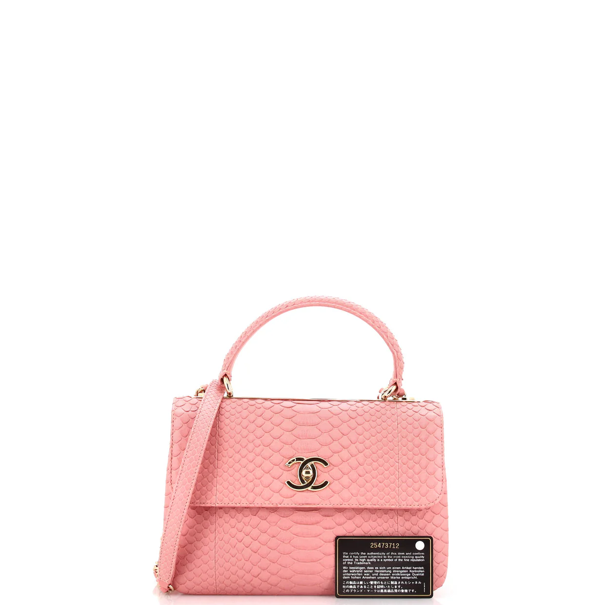 Trendy CC Top Handle Bag Python Small - Deep Luxury