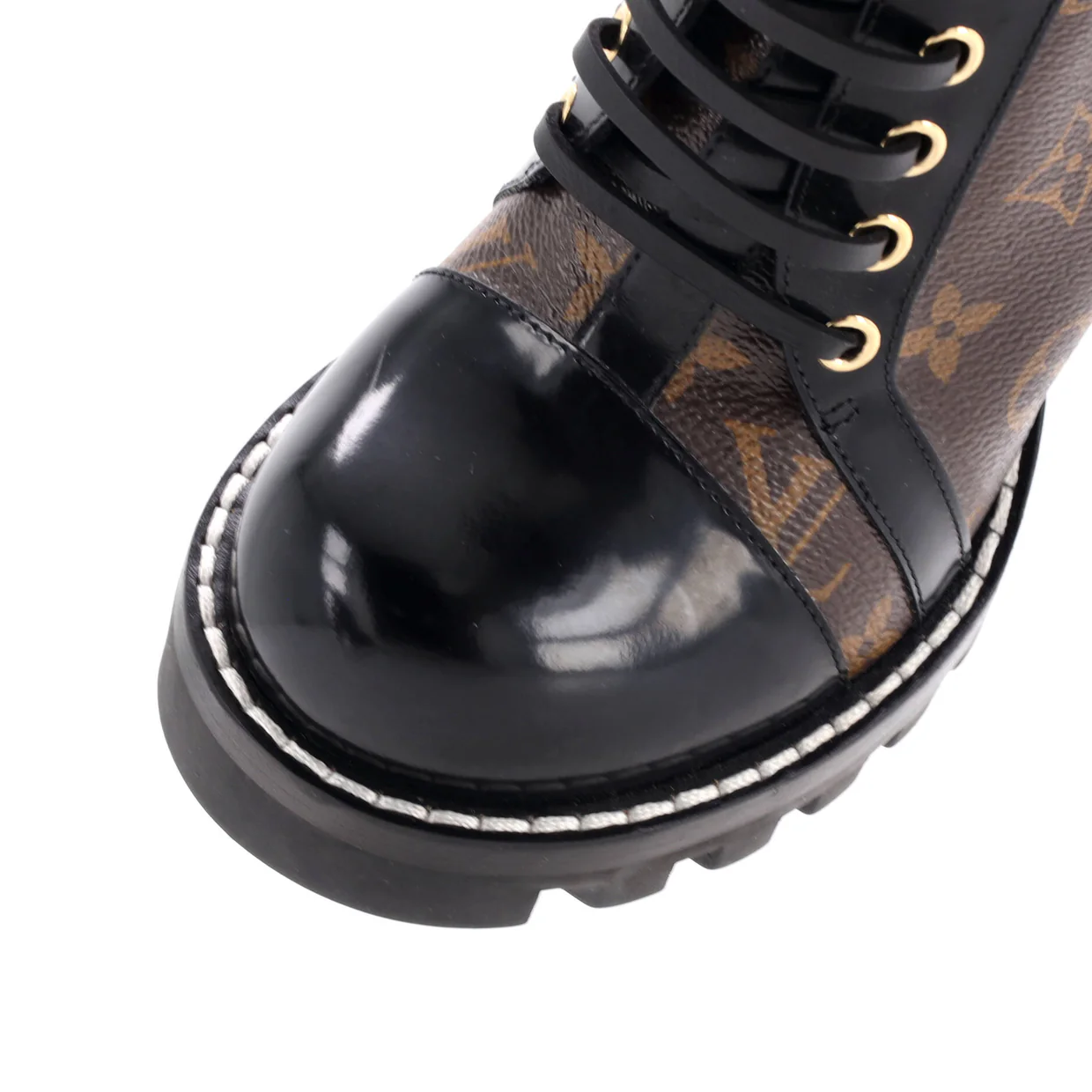 Women's Star Trail Ankle Boots Monogram Canvas with Patent - Deep Luxury