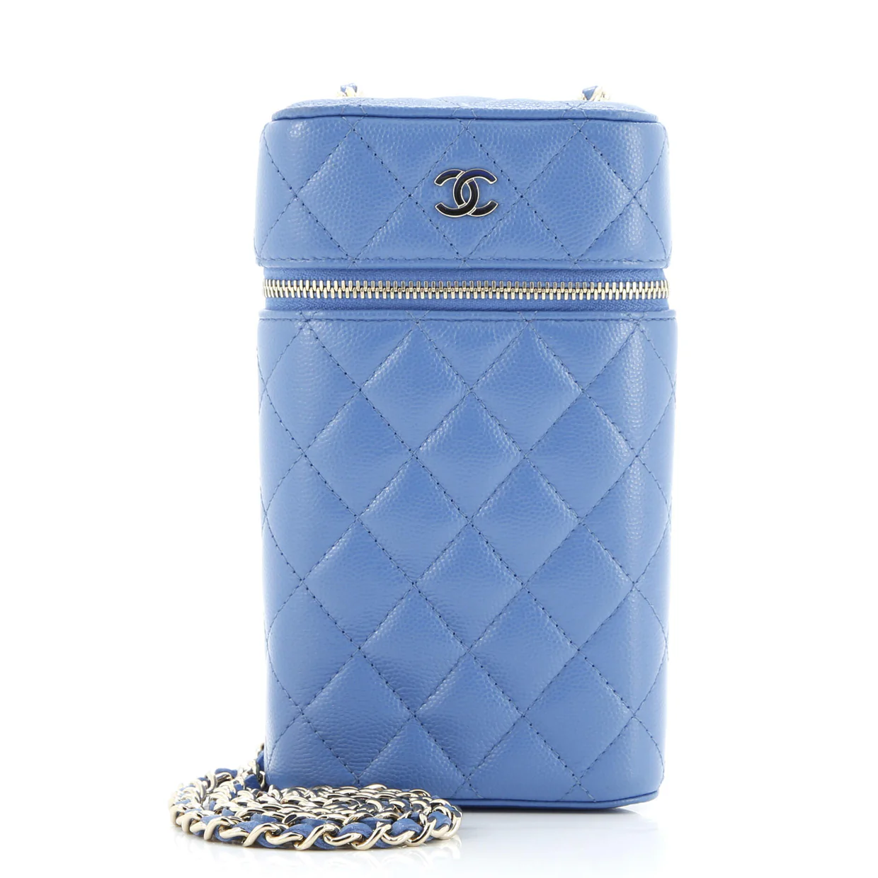 Classic Vanity Phone Holder with Chain Quilted Caviar - Deep Luxury