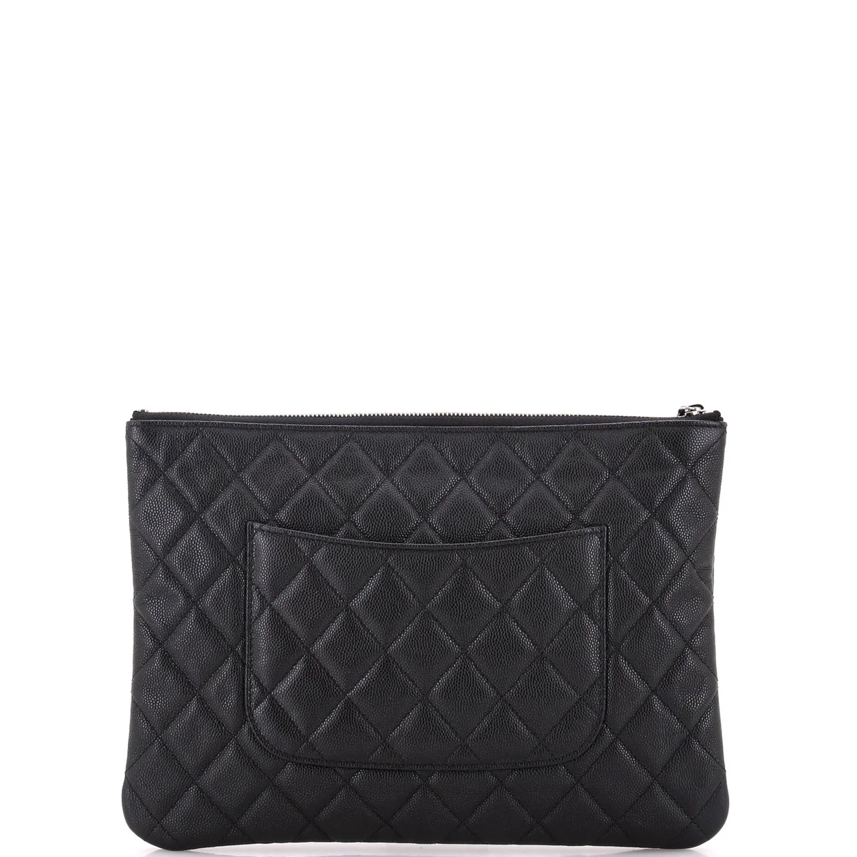 Woven Chain CC O Case Clutch Quilted Caviar Medium - Deep Luxury