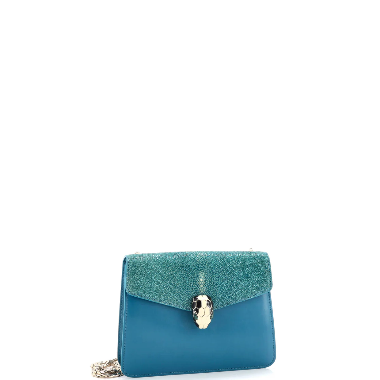 Serpenti Forever Square Shoulder Bag Leather and Stingray Small - Deep Luxury