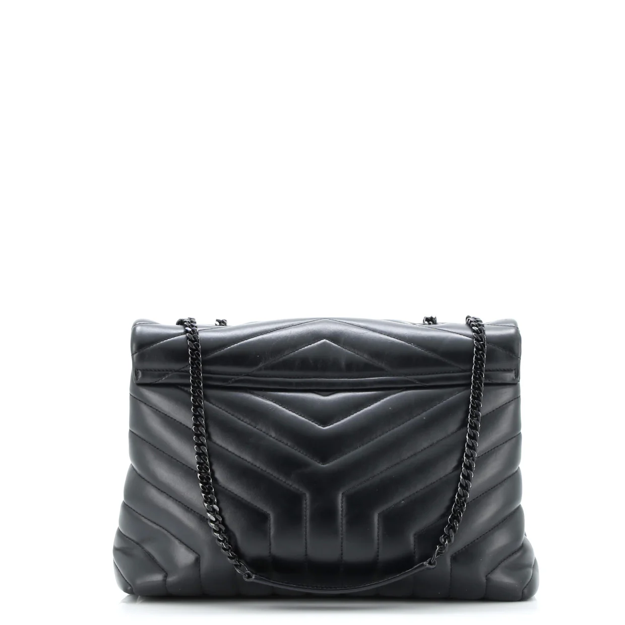 Loulou Shoulder Bag Matelasse Chevron Leather Medium - Deep Luxury