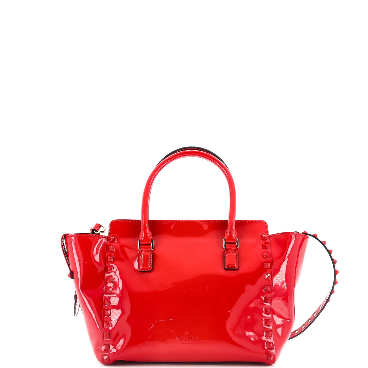 Rockstud Tote Rigid Patent Small - Deep Luxury