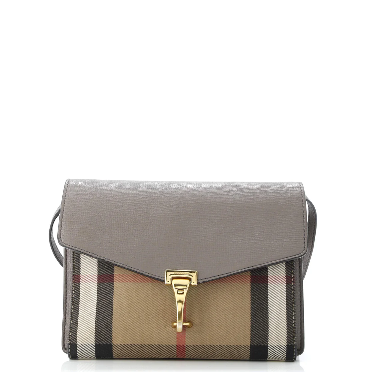 Macken Crossbody Bag Leather and House Check Canvas Small - Deep Luxury