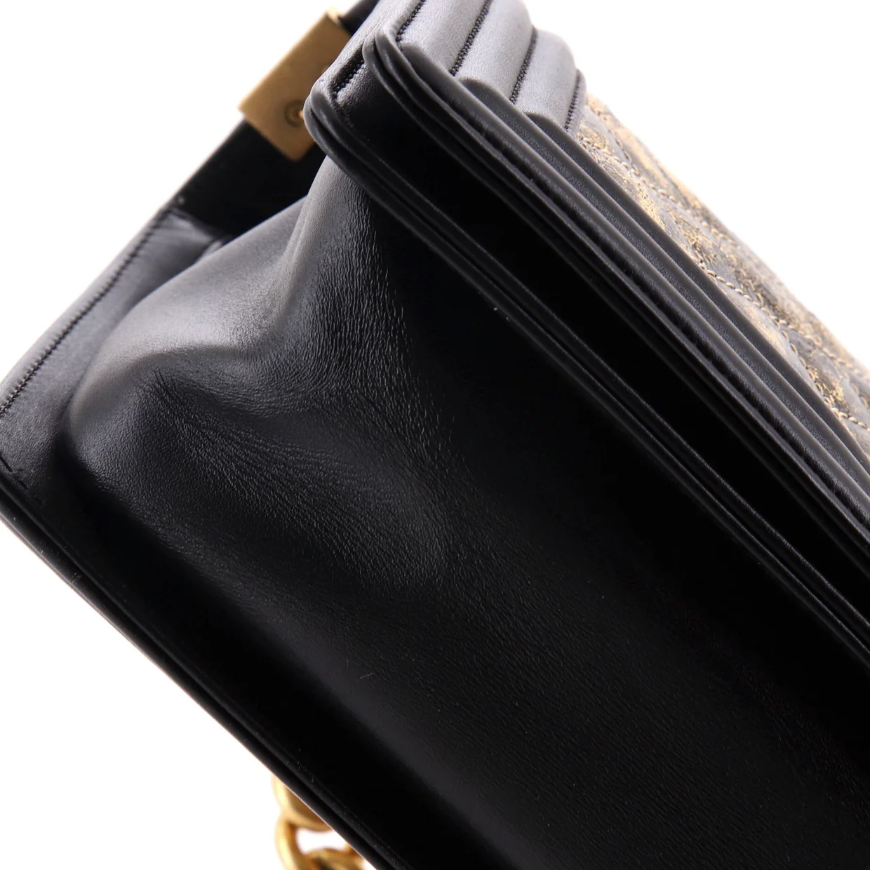 Boy Flap Bag Quilted Metallic Crumpled Goatskin Old Medium - Deep Luxury