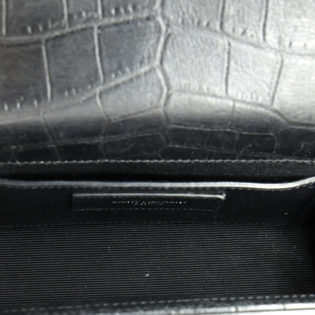 Classic Monogram Tassel Crossbody Bag Crocodile Embossed Leather Small - Deep Luxury