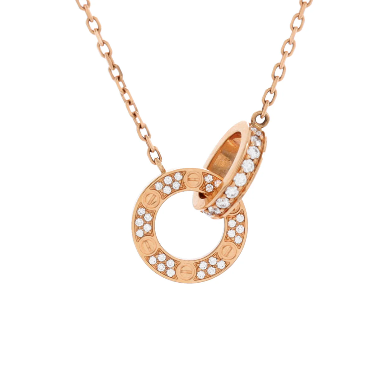 Love Interlocking Pave Necklace 18K Rose Gold and Diamonds - Deep Luxury