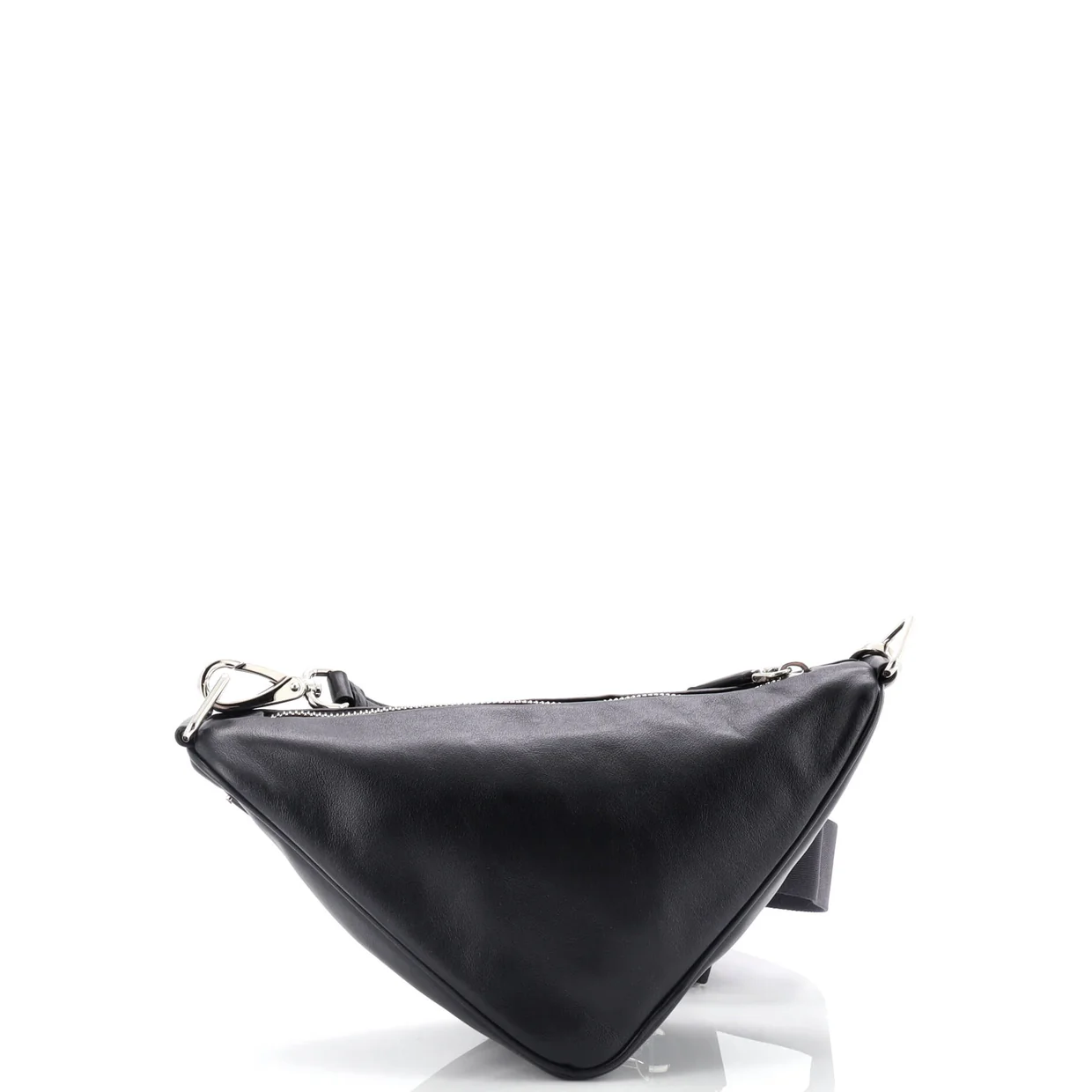 Triangle Logo Zip Crossbody Bag Leather Small - Deep Luxury